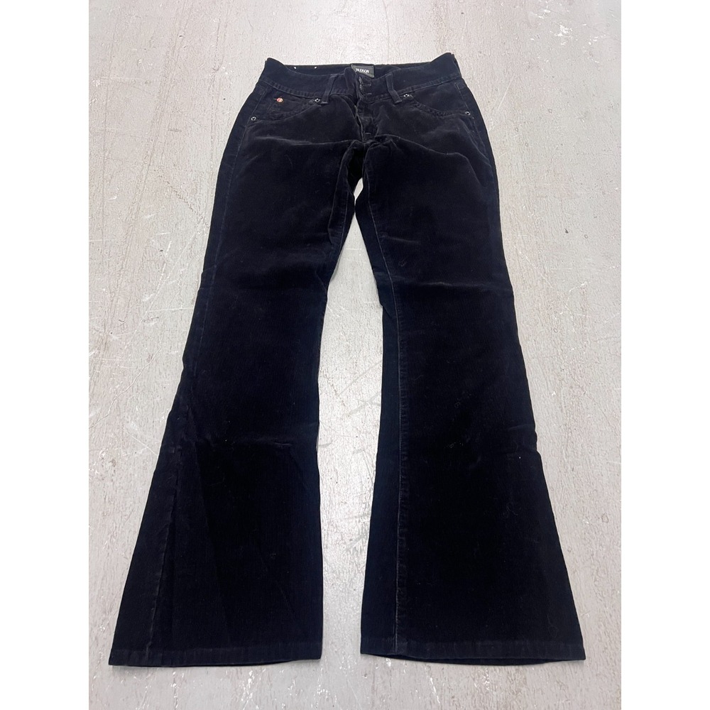 Hudson Pants Women's 27 Black Corduroy Flat Front Flared Leg Zip Fly‎ Outdoor